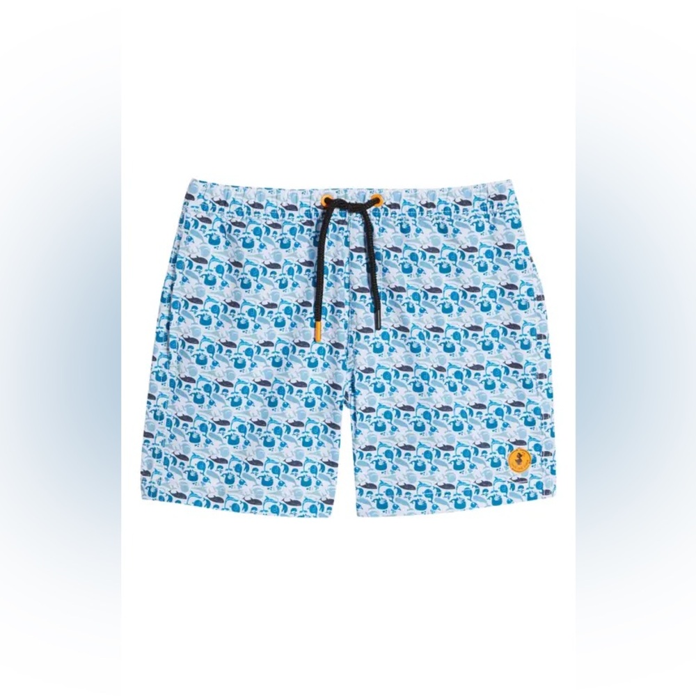 Save the Duck Kids Boys Swim Trunks Shorts Whales Blue 16